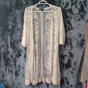Lane Bryant Boho Western Lace Duster  14/16 Off White